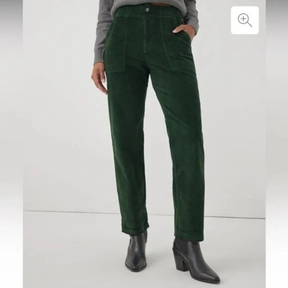 NWT Pact Wide Wale Corduroy Straight Leg Pants Organic Cotton Dark Green size XS